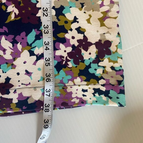 Lands' End Dress Size 4 Ponte Sheath Dress Blue Purple Floral W/ Pockets Stretch - Picture 12 of 13
